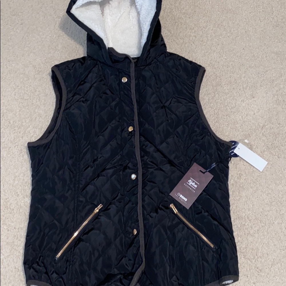 Adorable fuzzy vest with hood!